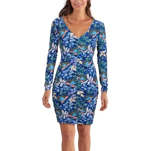 guess ruched bodycon dress GUESS Women's Button-Trim Ruched Bodycon Dress